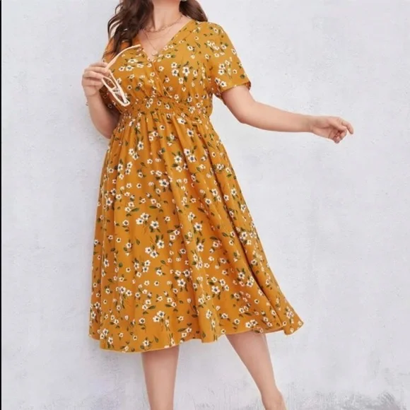 Boho Plus Size Floral Print A Line Dress - Picture 10 of 14